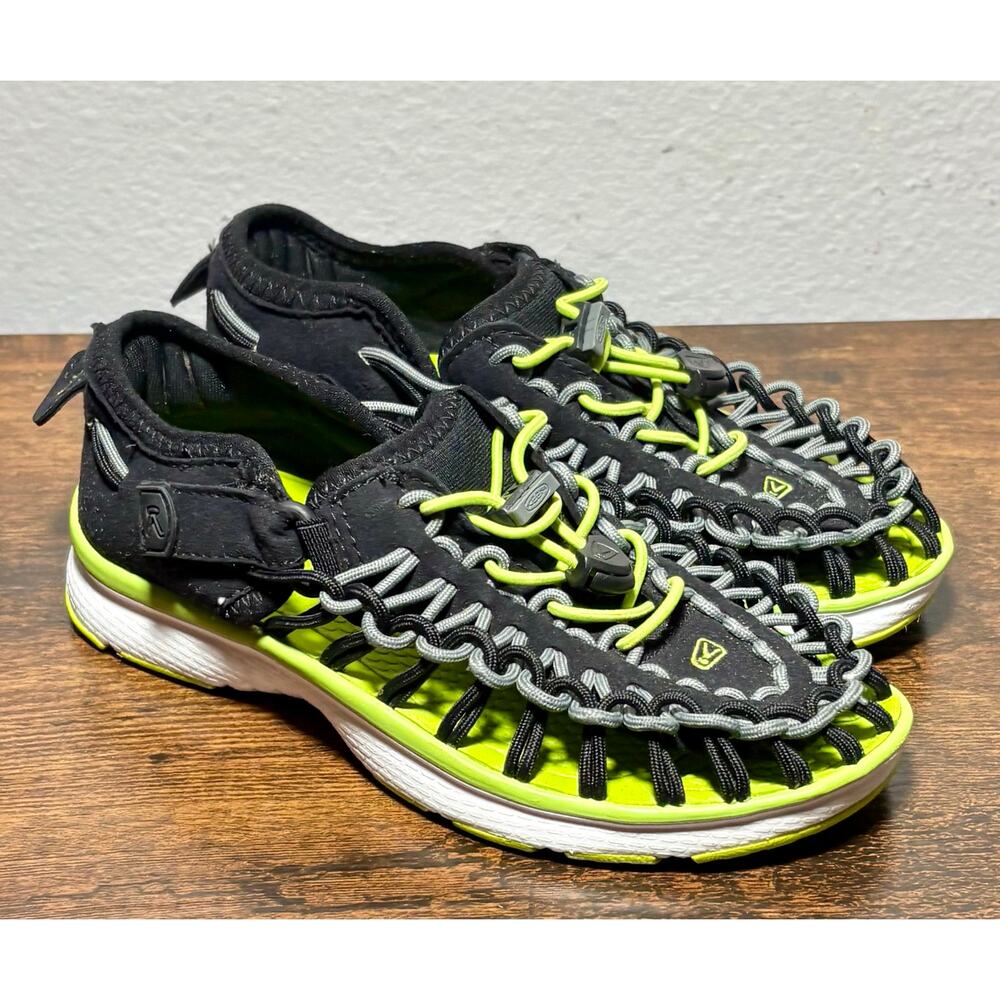 Keen Uneek Little Kid Sz 12 Sandals Water Shoes Outdoor Hiking Neon Green Black